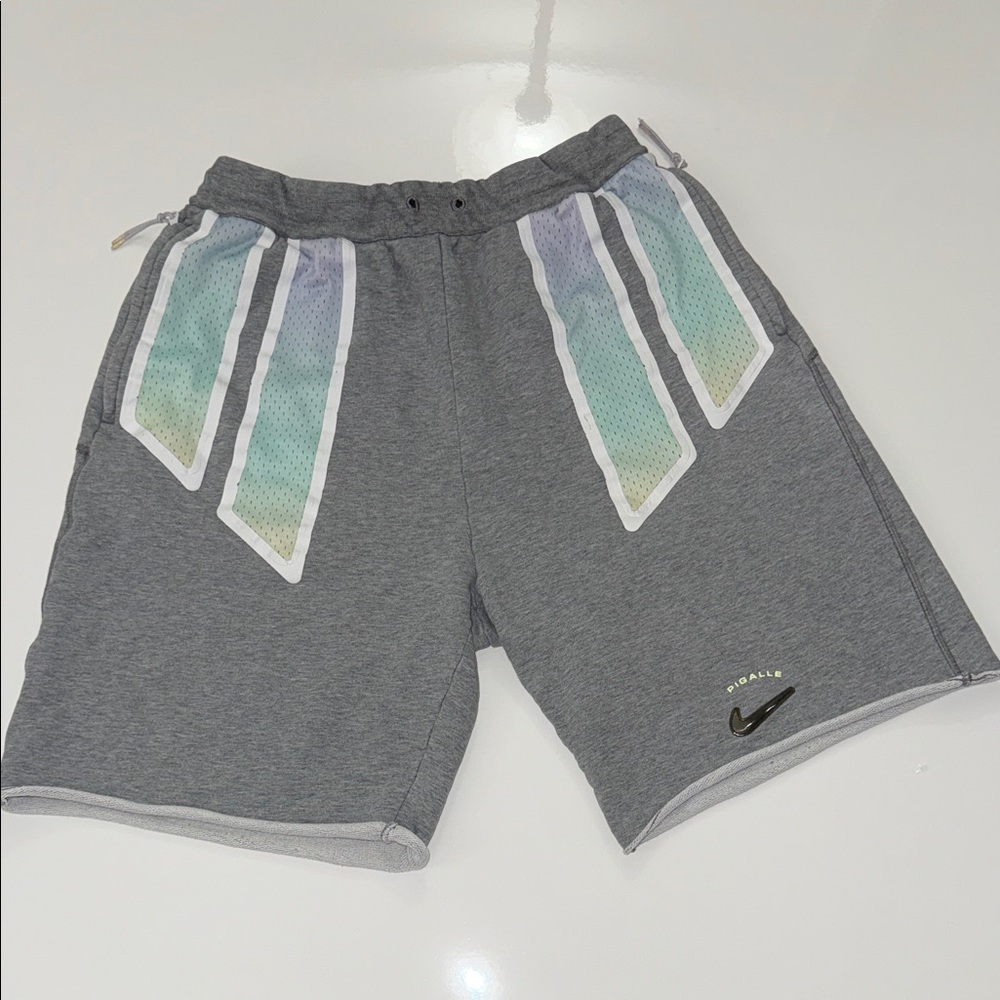Nike x Pigalle NRG Fleece Shorts Grey Heather With Front Zip Pockets Size Medium